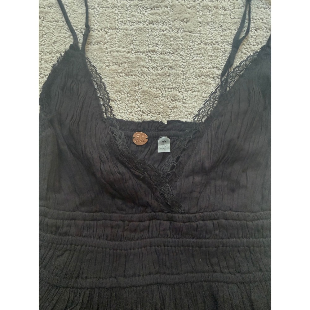 Free People FP One Delia Slip Dress V Neck‎ Gauze Smocked Babydoll Dress M NWT - Picture 5 of 11